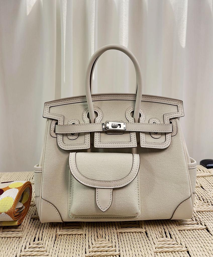 Italian Leather-Trimmed 25cm Cowhide Stitched Ladies' Handbag With Large Capacity Single Compartment And Detachable Shoulder Strap