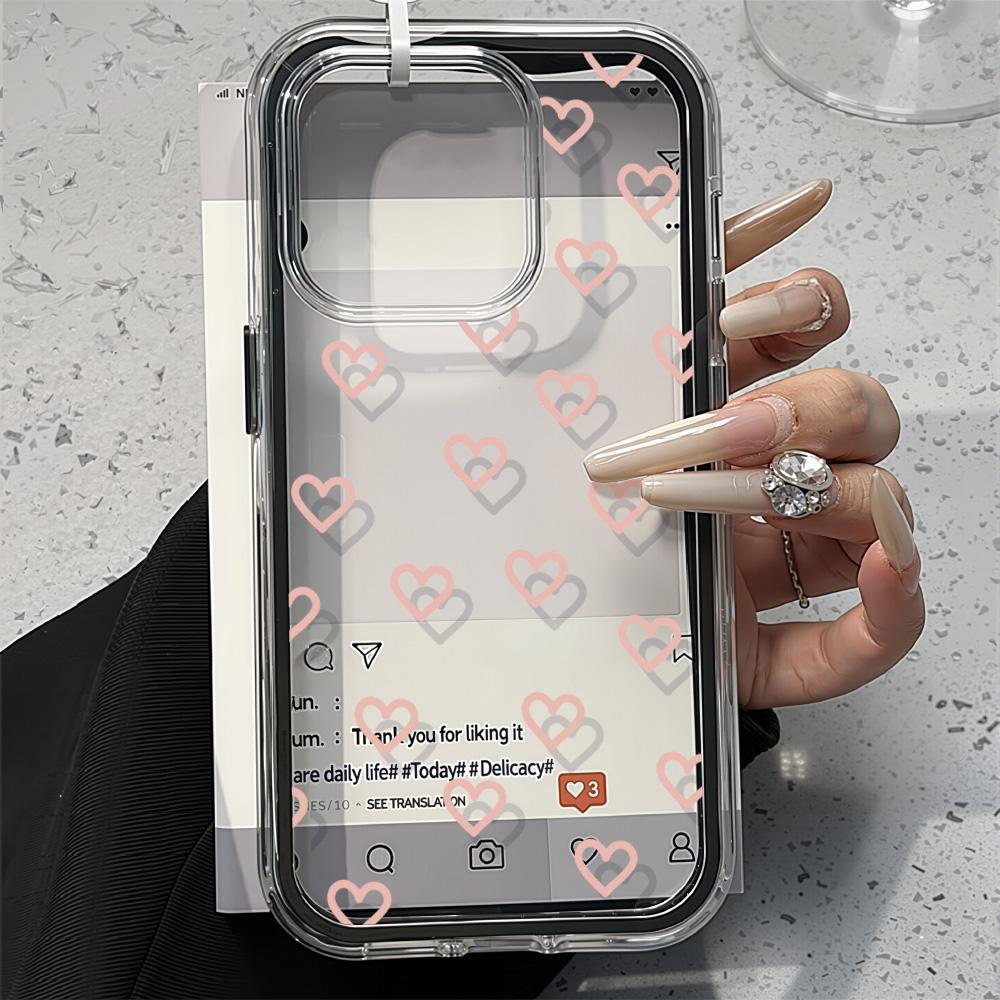 Чехол-сердечко для iPhone 16 Pro Max Чехол iPhone 13 14 11 12 15 17 Pro Max 17 Air 2 в 1 Прозрачный Мягкий Силиконовый Чехол