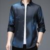 Мужская повседневная рубашка, весенне-осенняя однобортная рубашка с лацканами и длинными рукавами, топы с принтом, деловая рубашка против морщин