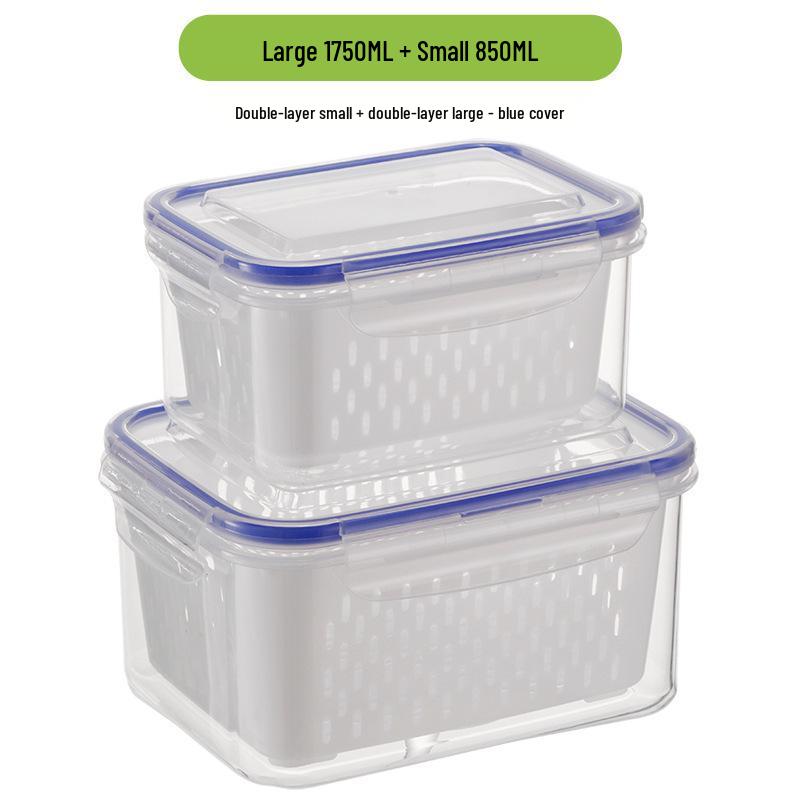 Three-Piece FCM Certified Microwaveable Food Storage Containers with Fruit and Vegetable Drainer.