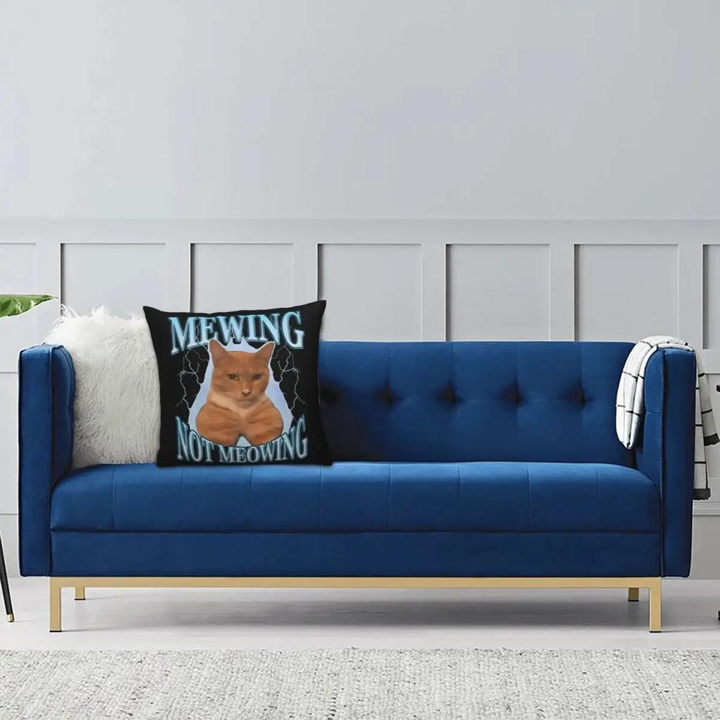 Мьюинг Не Мяуканье Смешной Мем с Котом Наволочка Принт Полиэстер Чехол для Подушки Подарок Наволочка Чехол Домашний Квадратный 45*45см
