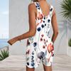 Patch Pocket Sleeveless Tank Romper For Plus Size Women