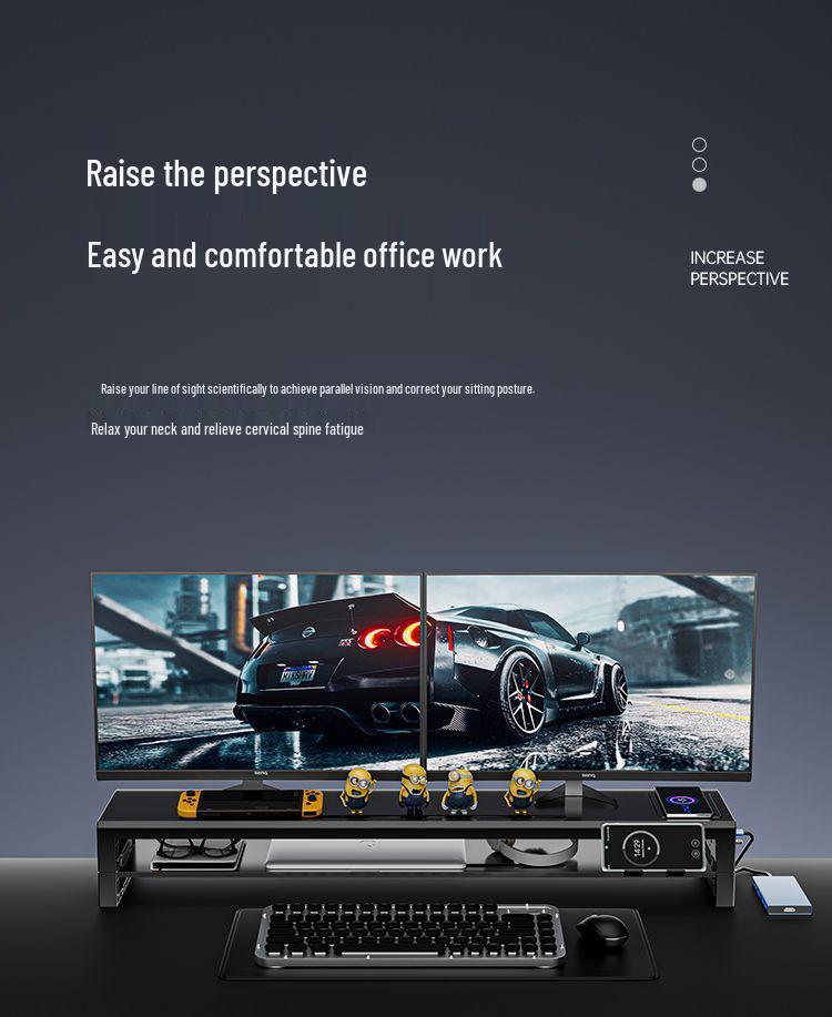 Многофункциональная подставка-подъемник для USB-монитора и органайзер для рабочего стола