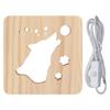 Wooden 3D LED Light Hollow Wolf Shaped Pattern Warm White Pine Wood USB Power Supply Decorative