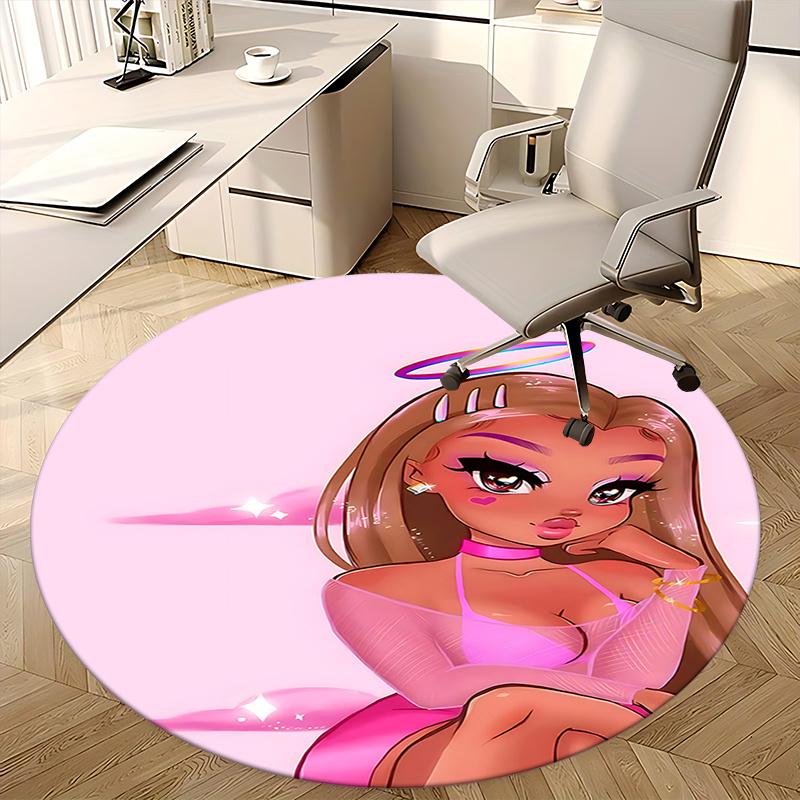 Charming Angel Chair Mat - Round Carpet for Home Decor, Office Use, Bedroom & Living Room Gift0509b