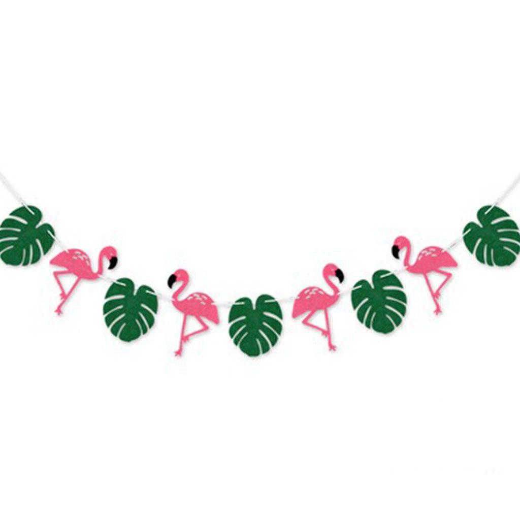 Hawaiian Party Decoration Green Leaf Pineapple Flamingo Banner Tropical Hawaii Theme Banners Happy Hawaiian Birthday Party Decor