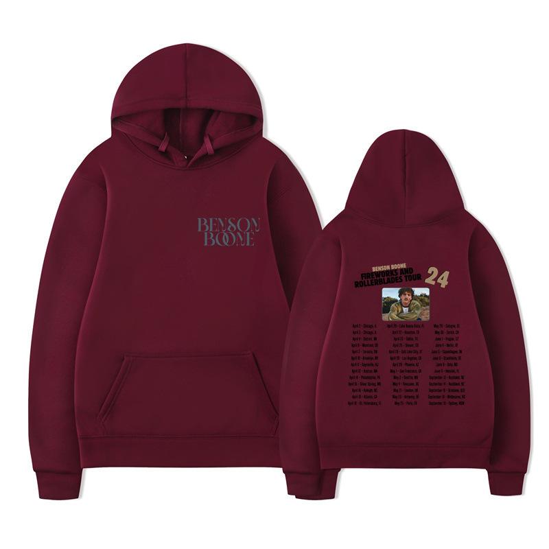 Benson Boone Hooded Sports Sweater Fireworks And Roller Skating Hooded Spring Street World Tour