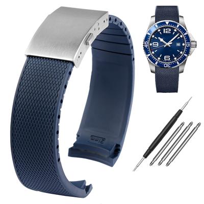 21 мм изогнутый силиконовый ремешок для часов Longines Conquest HydroConquest L3.781 642 742 782, спортивный, для дайвинга, синий