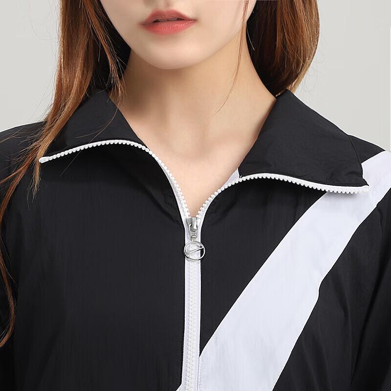 Nike Спортивная ветровка с логотипом Swoosh и винтажным воротничком-стойкой, напечатанная в виде ткани, весенняя женская куртка, черная CV8659-010