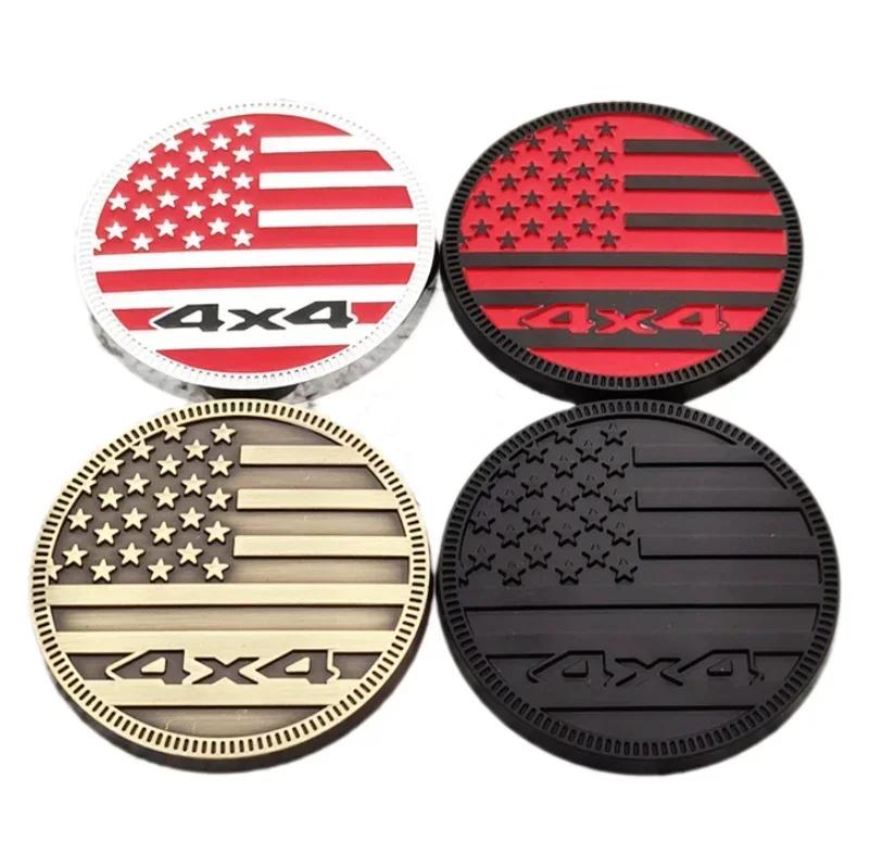 3D Metal Side Fender Rear Trunk Badge Emblem Sticker 4X4 US Flag For Jeep Wrangler Grand Cherokee Dodge Car Accessories ALY1