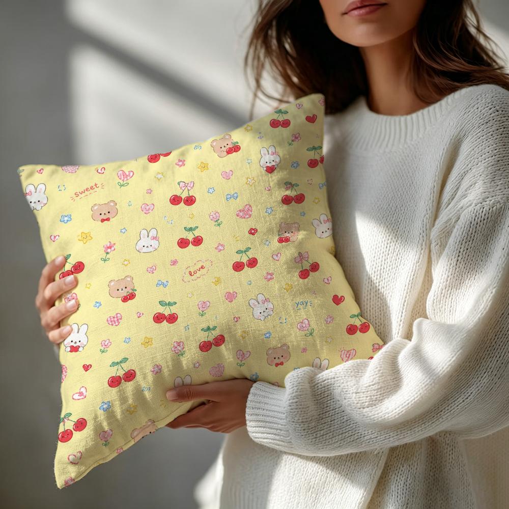 Pattern Cute Japanese Doodle Cushion Cover Patterned Cushion Cover Romantic Cozy Home Sofa Decoration