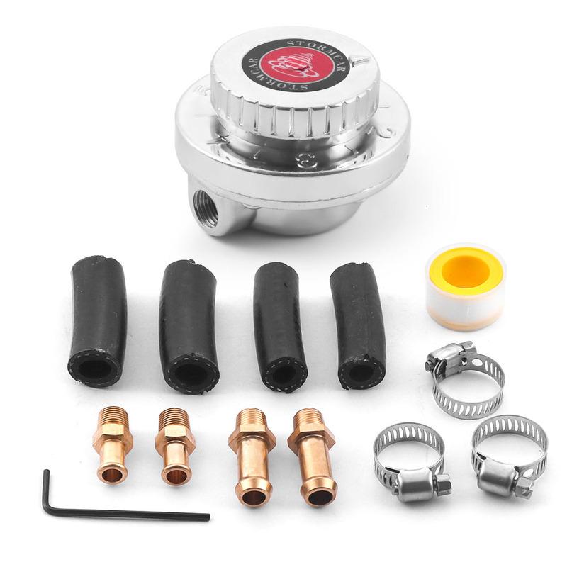 Universal Manual Adjustable Carburetor Fuel Pump 1.5-5 Psi 5/16'' 3/8'' Fuel Line Pressure Regulator for Automotive