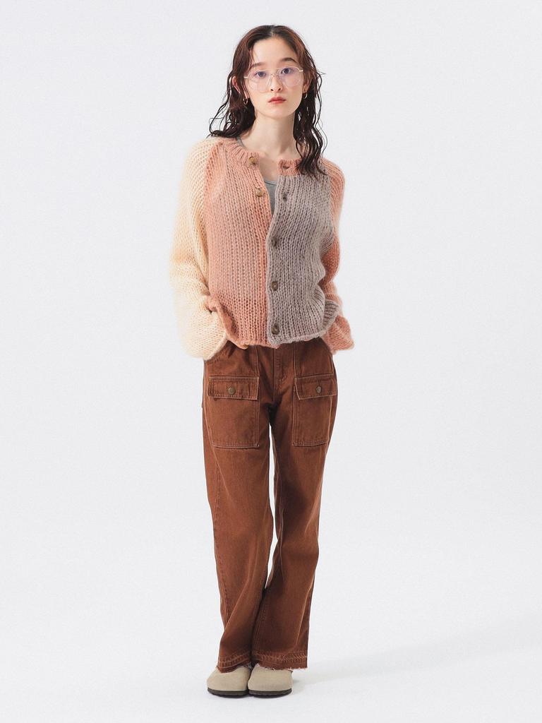 Beams Boy Women's Large Size Knit Mohair Crazy Cardigan, Ivory Free