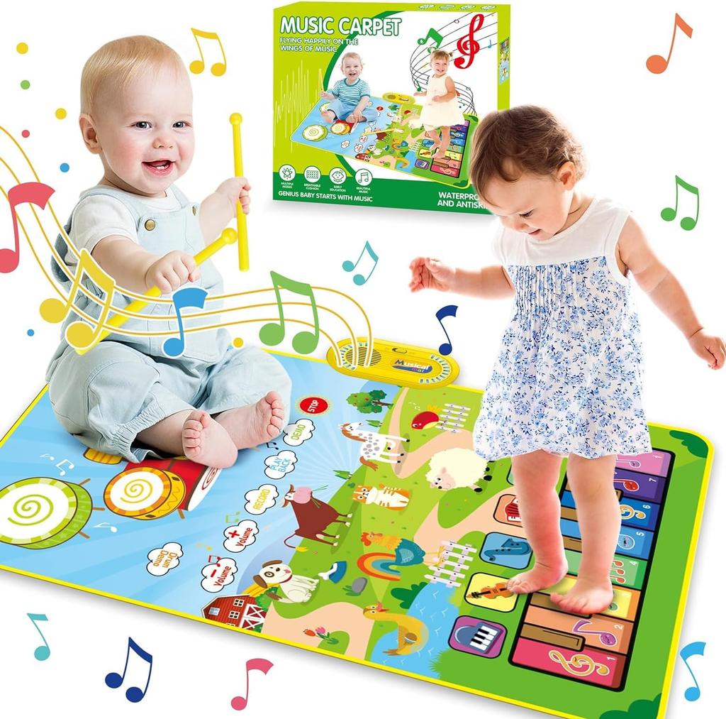Kabeila Piano Mat Toy Drum Set for Boys and Birthday Popular Toy Musical Foldable Music 8 Animal 21 Demo 6 Instrument Recording and Playback