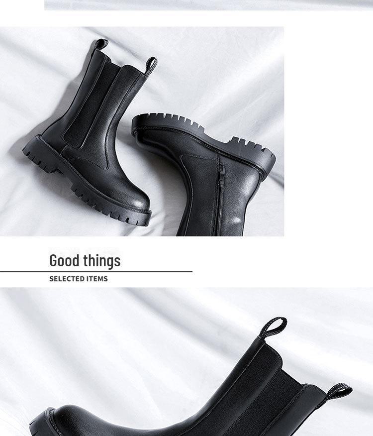 Осень 2024 г. Мужские модные ботинки Chelsea Martin на толстой подошве с высоким берцем