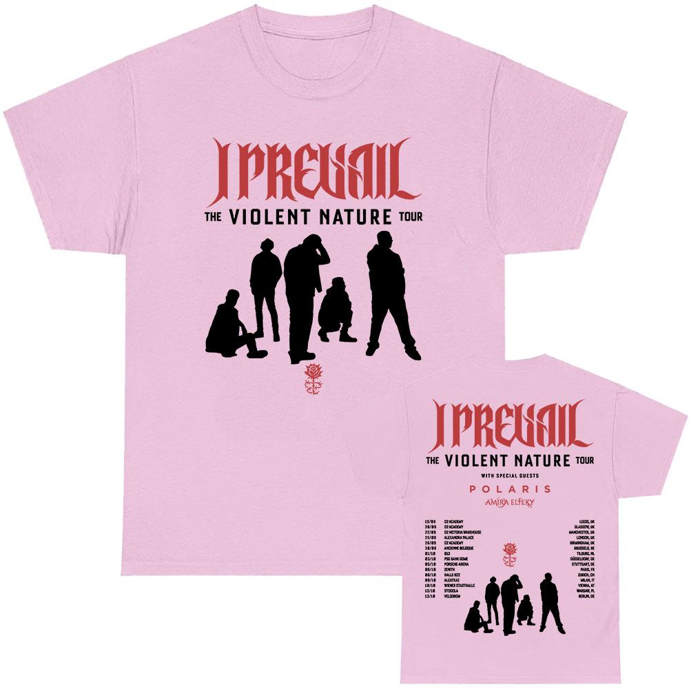 Футболка VIOLENT NATURE Tour 2026 I Prevail Punk Band Футболки Унисекс Уличная одежда Хип-Хоп Свободная Модная Футболка с Принтом