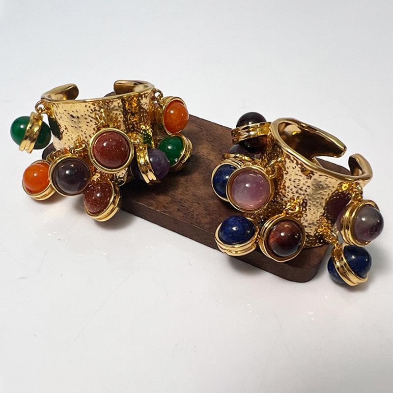 Винтажное натуральное малахитовое стекло с несколькими подвесками, высококачественная бахрома, открытое кольцо, женское свадебное украшение для вечеринки