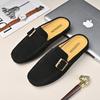 Large Size 47 48 Mules Men Half Shoes For Man Leather Mens Casual Shoes Backless Loafers Slippers Slides Flat Closed-toe Sandals