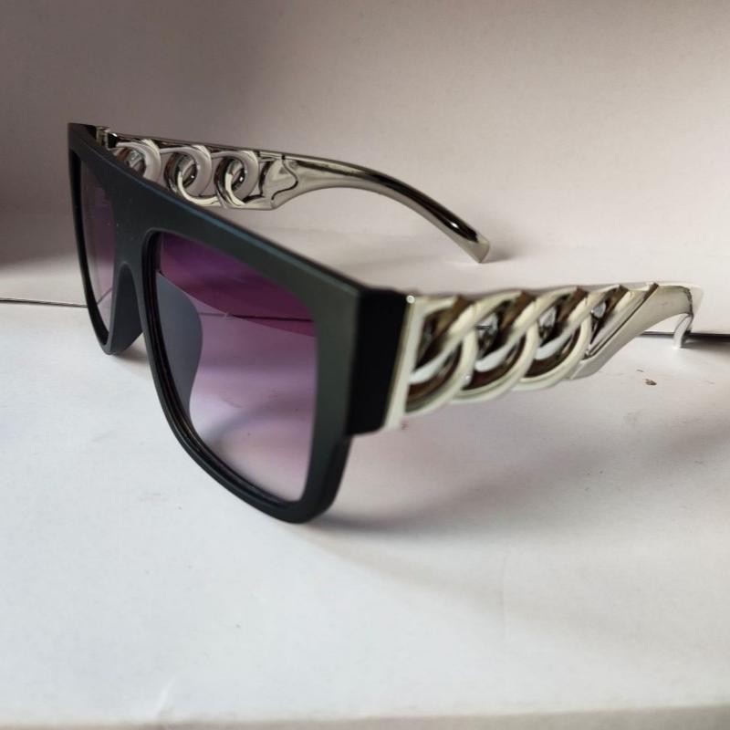 Non-polarized Luxury Gold Chain Leg Sunglasses for Men Women's Vintage Large Frame Sun Glasses Brand Shades Women Eyeglasses