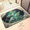 3D Кои Рыба Печать Диатомитовая Напольный Коврик, Противоскользящий и Впитывающий Воду Напольный Коврик, Диатомитовый Коврик для Ванной