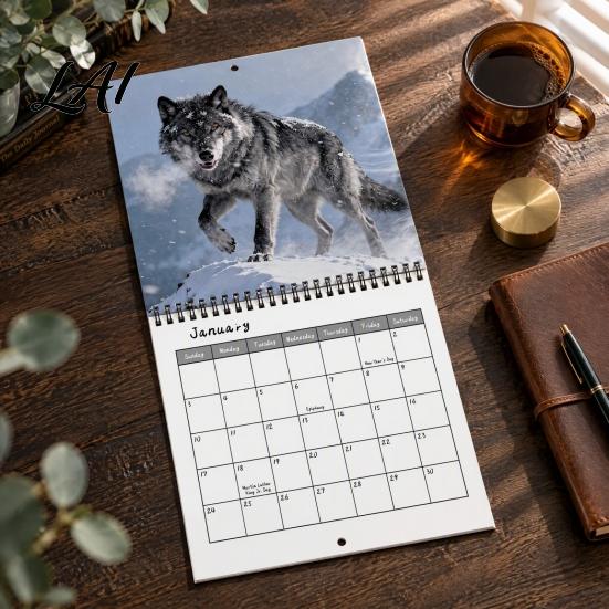 Holiday Gifts for Nature Lovers Wolves 2027 Wall Calendar 12 Monthly Planner with Wild Wildlife Decor Wolf Photography Spiral Binding Hanging