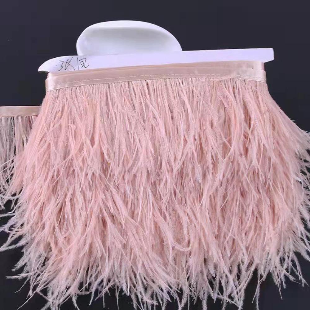 1 Meter Ribbon Tassel Natural Ostrich Feathers Sewing Decoration Fluffy Texture Feather Plumes Ribbon Selvage Apparel Fabric
