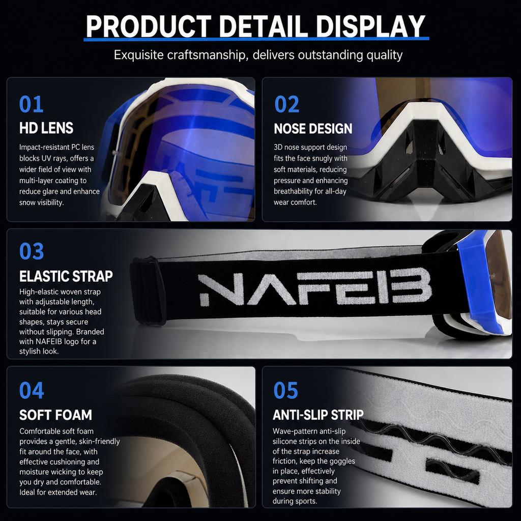 ATV Motorcycle Goggles Suitable for Adults, Anti UV Protective Glasses for Cruiser Scooter Off-road Ski Mountain Cycling Outdoor