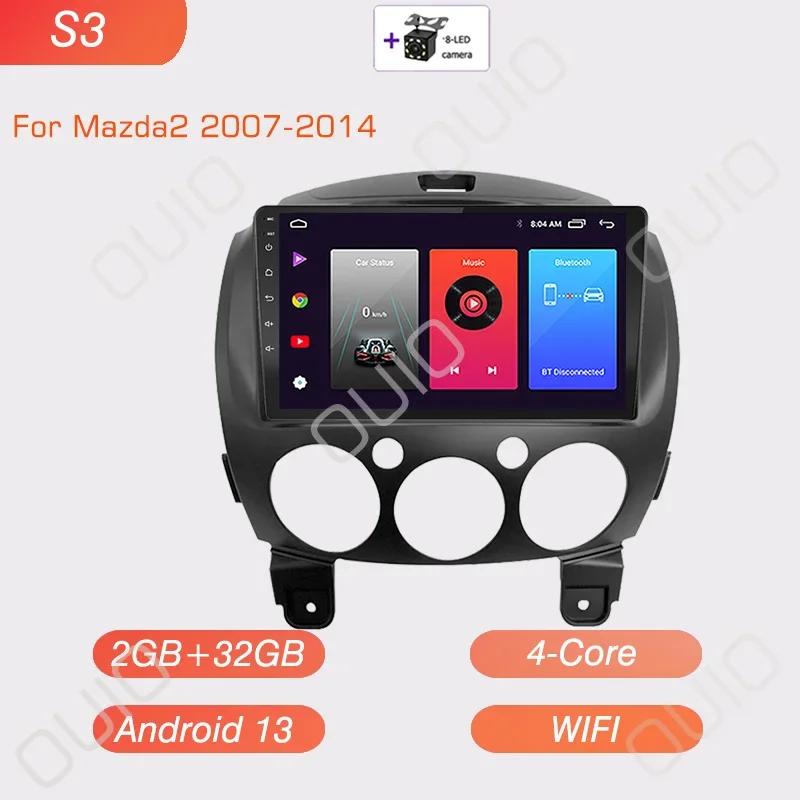 Радио 8 ГБ+128 ГБ Android 13 для Mazda2 Mazda 2 2007 2008 2009 - 2014 Автомагнитола Мультимедийный плеер Carplay Auto GPS Навигация