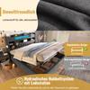 Upholstered Bed 90x200cm with Hydraulic Box & LED Lighting, Frame with USB/Type-C Charging Function, Linen Fabric, Grey (Without Mattress)