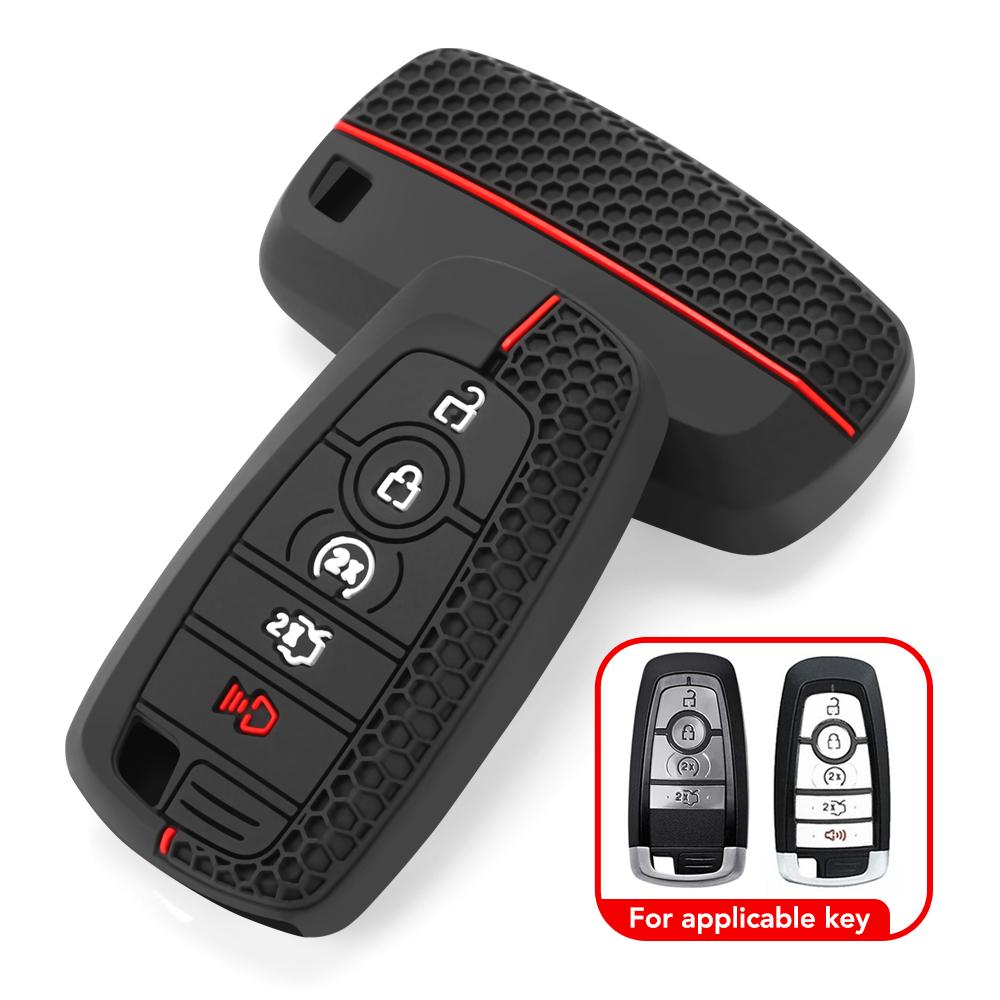 Чехол для автомобильного брелока с цепочкой, защитный чехол с 4 кнопками, силиконовый для Ford F250 Fusion Escape Ranger Explorer Maverick Explorer 2018 2020