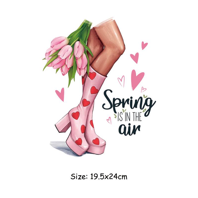 Heels Pink Stickers Diy Clothing DIY Hooded T-Shirts Heat Transfer Applique Patches Ropa Letter Patches