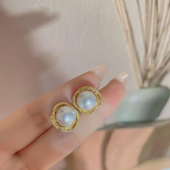 1 пара серег-гвоздиков из искусственного жемчуга, без содержания никеля, приятные для кожи, сверкающие серьги-пусеты, свадебные украшения, аксессуары