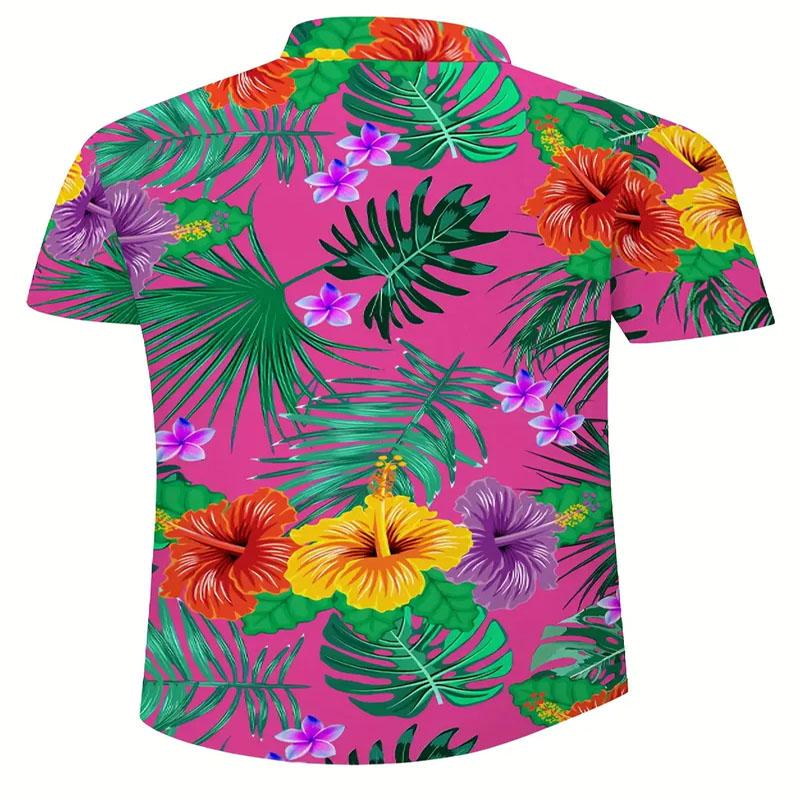 Hawaiian Men's Short Sleeved Button Up Shirt Summer Beach Tropical Casual Digital Print Pattern Suitable for Outdoor Use