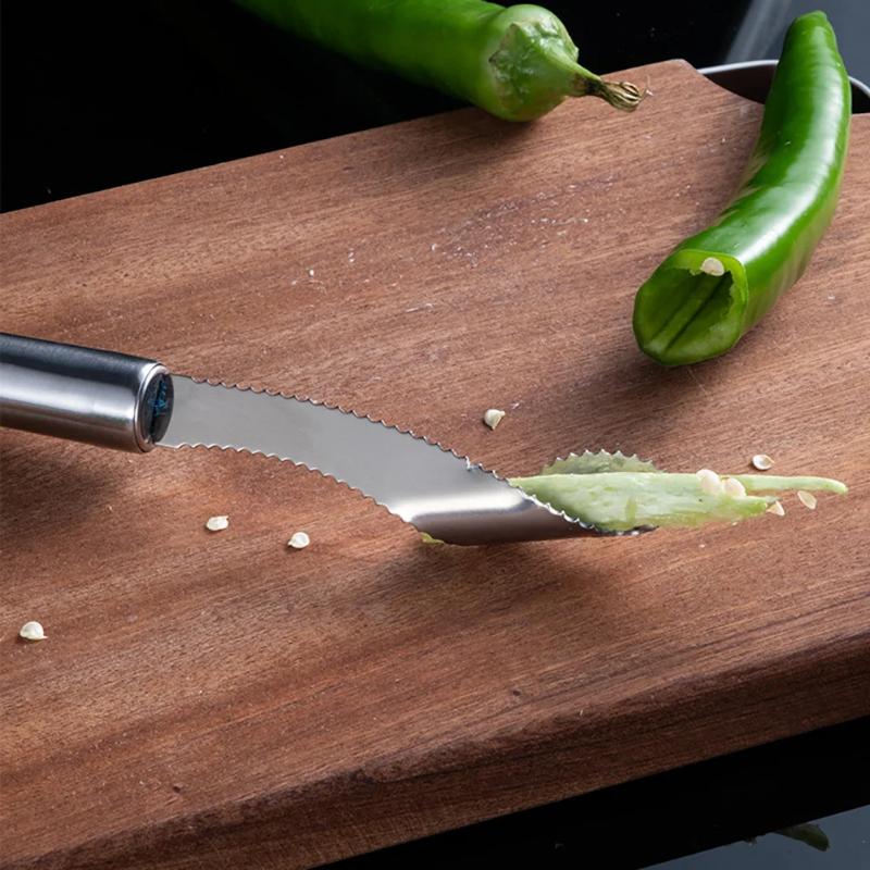 Stainless Steel Cut Pepper To Core Household Tiger Skin Green Pepper Seeded Vegetable Slicer Tomato Core Remover Deseeder Tool