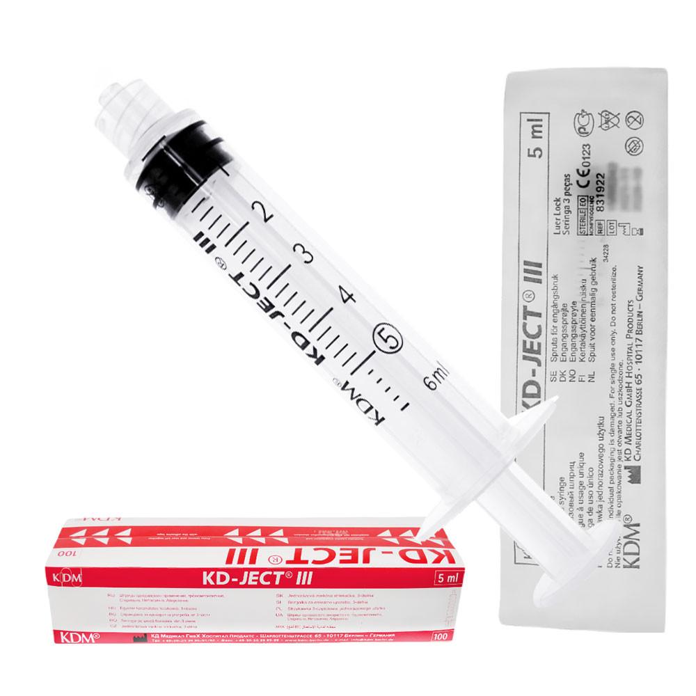 5ml Luer Lock Syringe Three-Part Kd-Ject Iii 100pcs