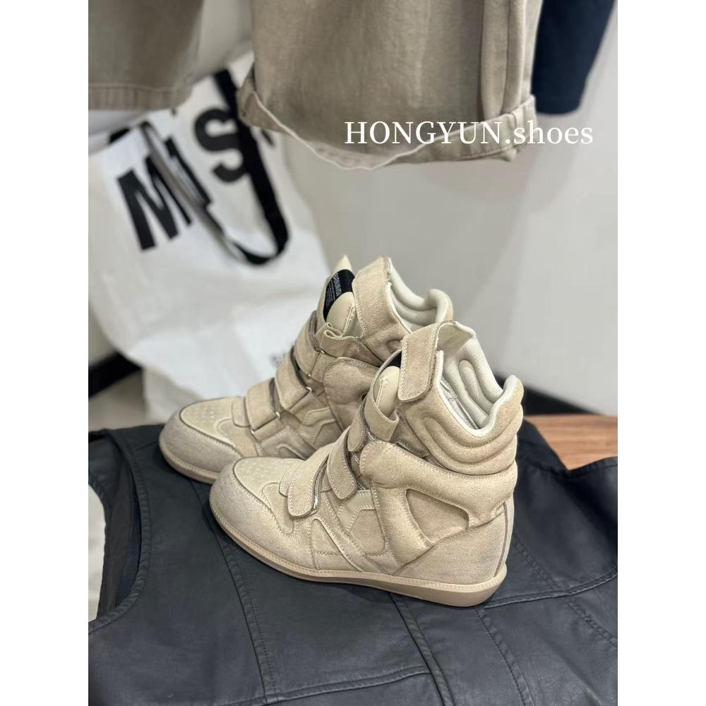 Hongyun~ Кожаные одноботинки на толстой подошве для увеличения роста с одной педалью из бархатной кожи — обязательный элемент гардероба для невысоких корейских девушек
