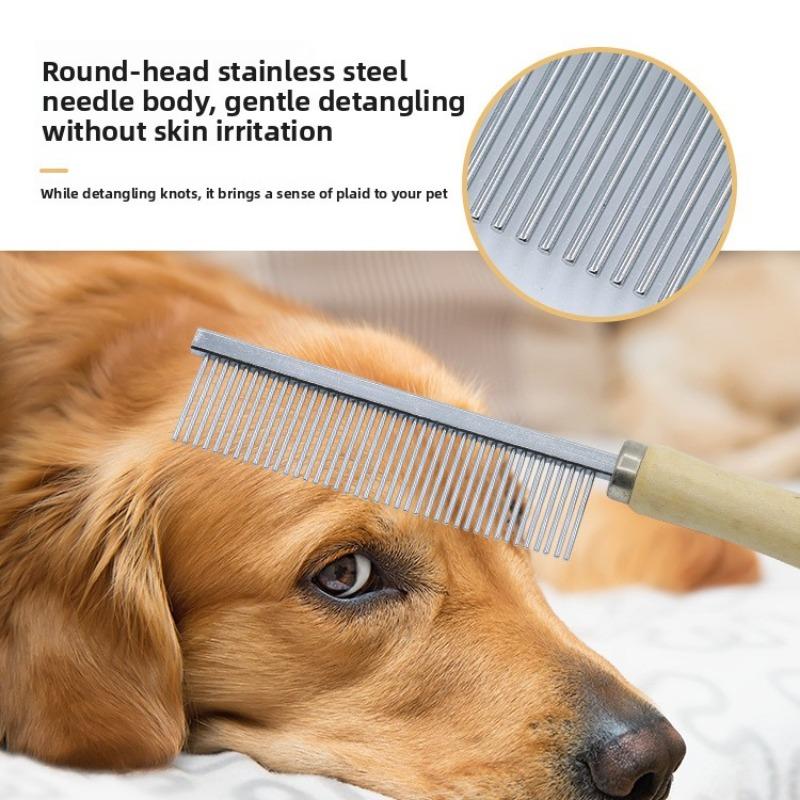 Pet Cat Comb, Wooden Handle, Single-row Comb, Double-row Comb, High and Low Tooth Comb, Smooth Cat Fur
