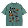 2026 Vintage Washed Beige Pet Rat Collection Graphic T Shirt Rodent Animal Retro Print Oversized Casual Short Sleeve Tee