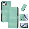 For iPhone 15 Plus Cases Wallet Stand Retro Texture Leather Phone Cover with Lanyard
