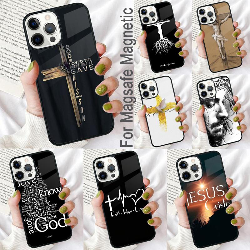 Мягкий чехол для телефона с крестом Иисуса Христа для iPhone 17 Air 16e Pro max 15 Pro 13 14 Plus 11 12 Магнитный чехол MagSafe