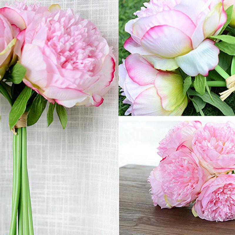 5 Head Big Peony Artifcial Silk Fake Flower Home Display Wedding Decor Bouquet