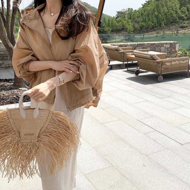 Летняя солнцезащитная укороченная куртка с капюшоном, женская 2023, повседневное пальто на молнии, легкая тонкая рубашка с длинными рукавами, женская свободная одежда 27234