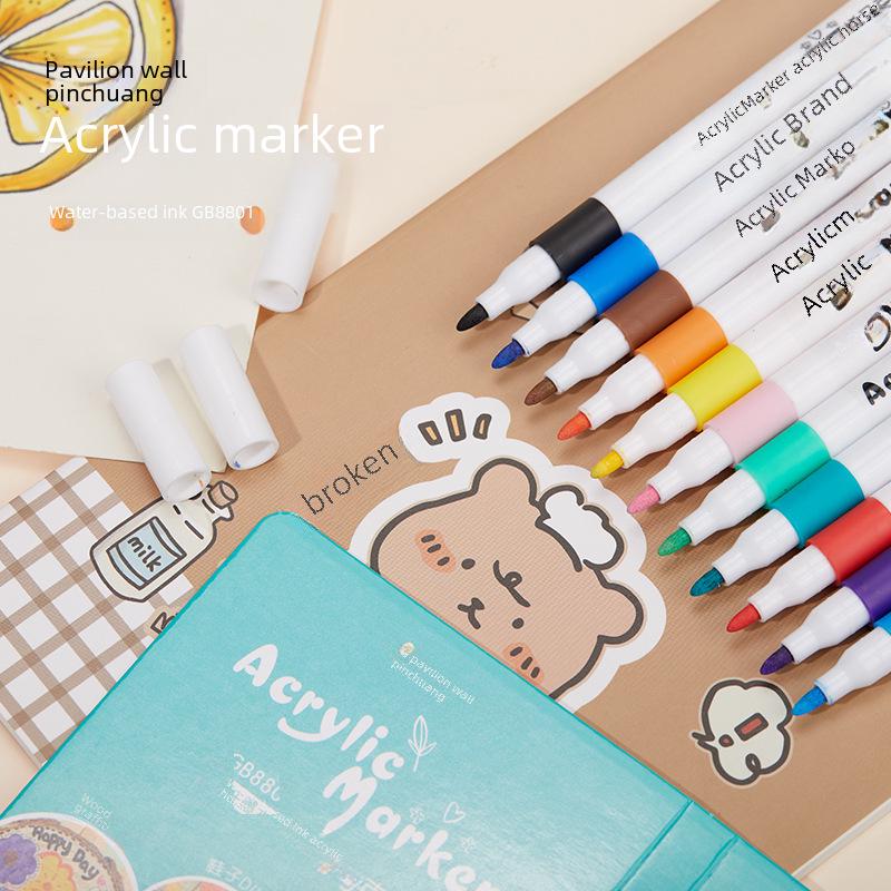 Набор акриловых водостойких маркеров: Гладкие, безопасные для бумаги ручки для творчества, граффити, акварели, студентов и ручных поделок