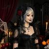 Night Queen Hair Decor Gothic Halloween Headdress with Rose And Chain Decoration Mini Bowler Hat Hanging Accessory Retro Small Top Hat Clip