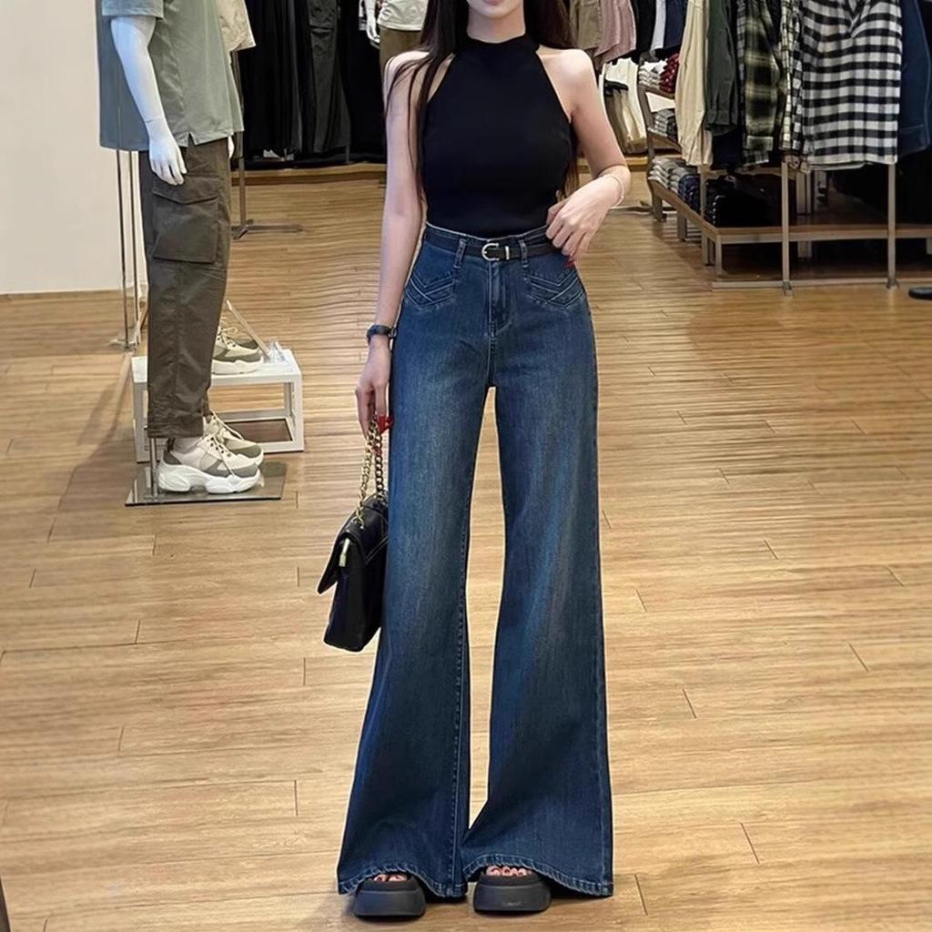 2025 Spring Women's High-Waisted Flare Jeans: Slimming, Non-Clinging, Versatile Long Pants