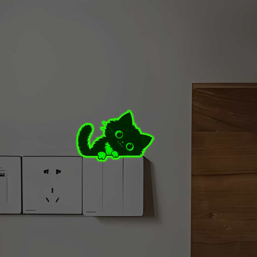 Self-Adhesive Glowing Cat Stickers Home Decor Cat Switch Stickers Kids Room
