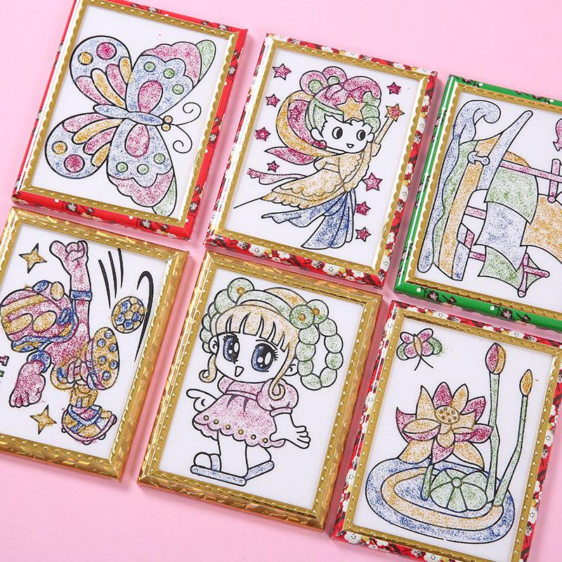 5 листов, детские креативные мультяшные автомобильные цветные рисунки на песке, простая забавная детская художественная наклейка ручной работы, песочная раскраска, фигурка