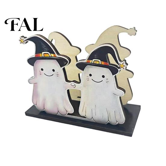 Cute Desktop Storage Box Halloween Wooden Napkin Holder, Pastel Pumpkin Ghost Black Cat Tabletop Tissue Dispenser, Waterproof Stable Decorative Stand