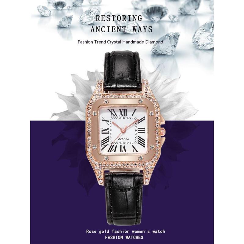 Легкие роскошные женские часы с римскими бриллиантами, модные подарочные кварцевые часы