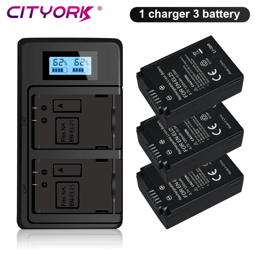 Cityork 1250 мАч ENEL 25 EN-EL25 EN EL25 аккумуляторная батарея + ЖК-дисплей USB двойное зарядное устройство для батарей Nikon Z50 ZFC Z 50 Z FC MH-32